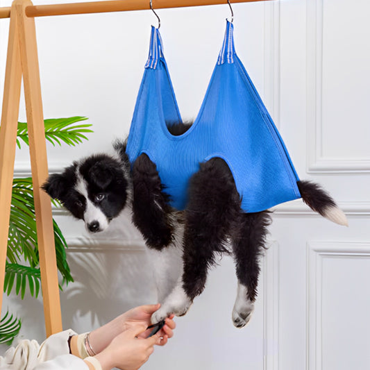 hamac-de-toilettage-bleu-suspendu